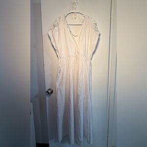 ZARA NWT White Flowy Maxi Dress XL Elastic Waist Cottagecore